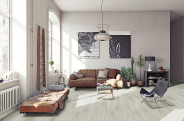 Lepená vinylová podlaha Vepo Kaštan bělený v obývacím pokoji