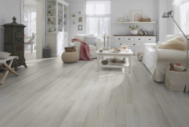 Vinylová podlaha Home XL Karakum Oak Light Grey v obýváku